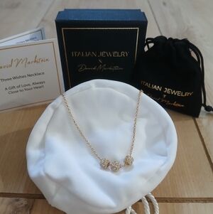 NIB David Markstein Three Wishes Necklace Gold Over Sterling Silver Stamped